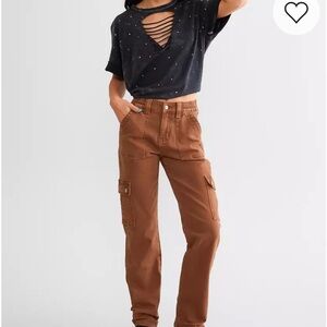 Brown Cargo Utility Pants for Women